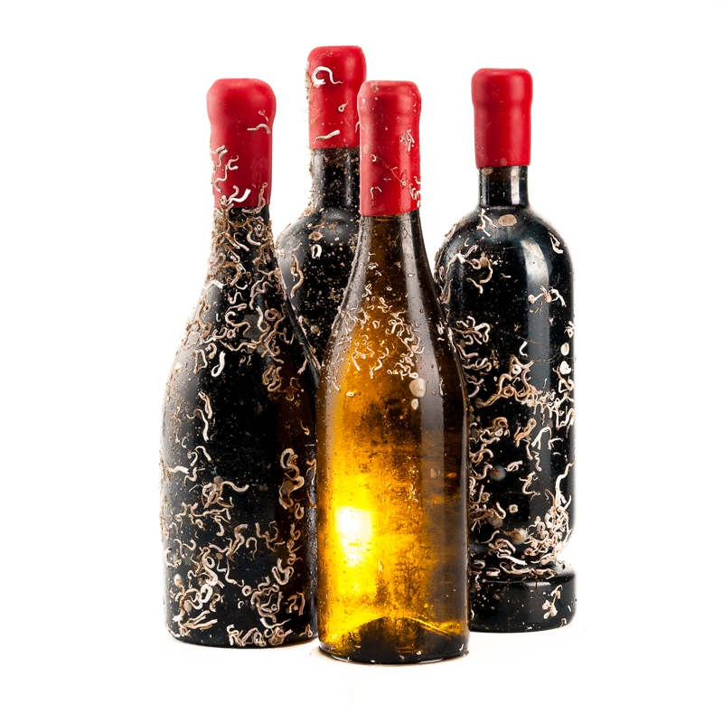 botellas de vino submarino